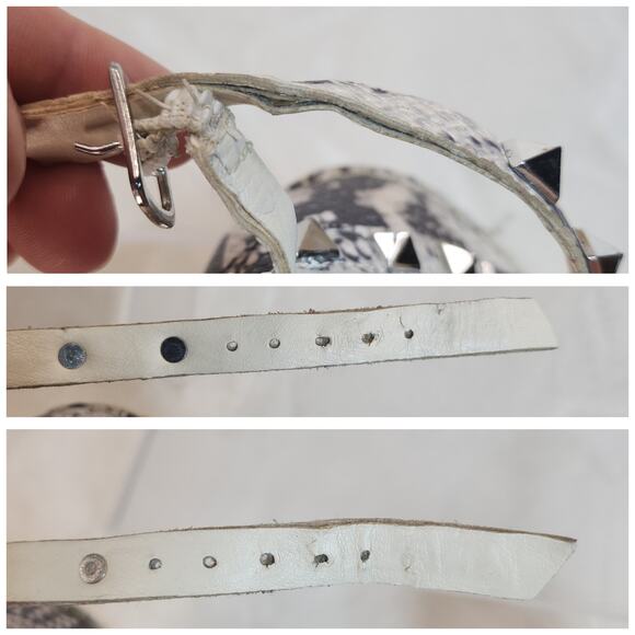 Steve Madden Heels 7.5 Espadrille Wedges Snakeskin Python Studded Spikes Ankle - Picture 11 of 13